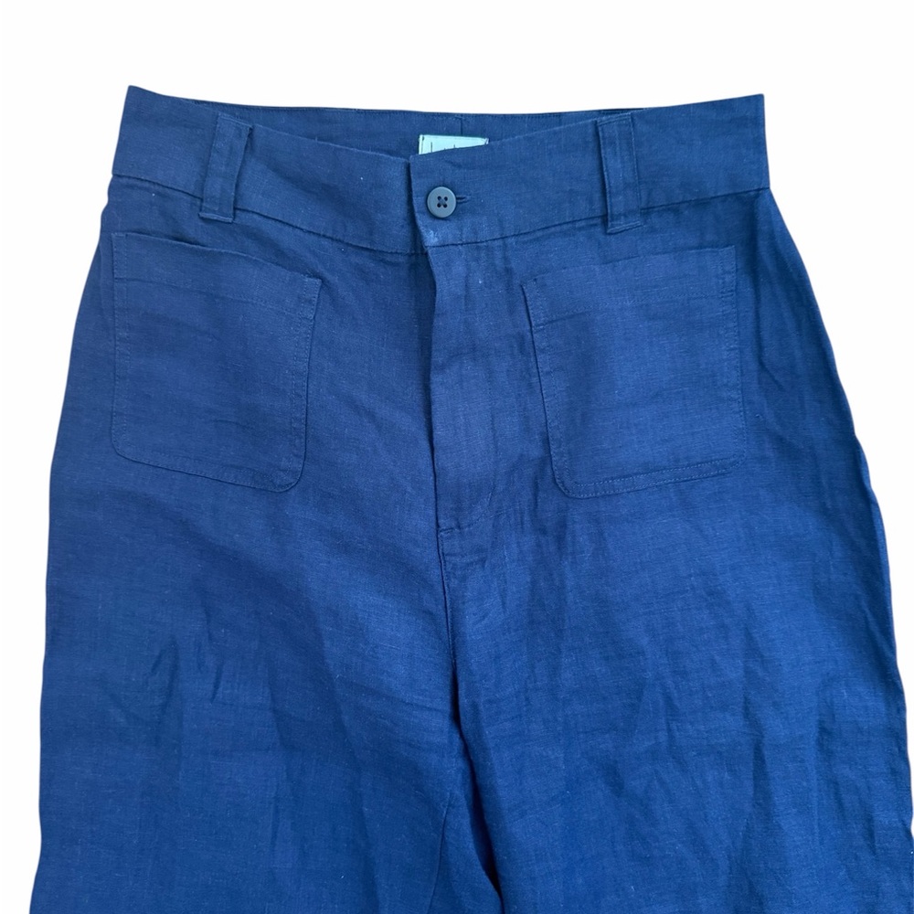 Nicole Miller Deep Blue Linen Trousers